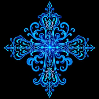 Symmetrical Neon Fantasy Cross Illustration