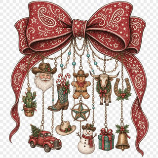 Western Christmas Charms Illustration