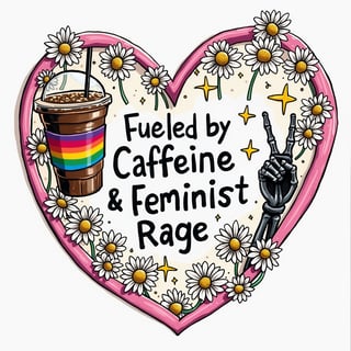 Caffeine & Feminist Rage Heart Doodle