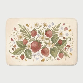Strawberry Forest Bath Mat Illustration