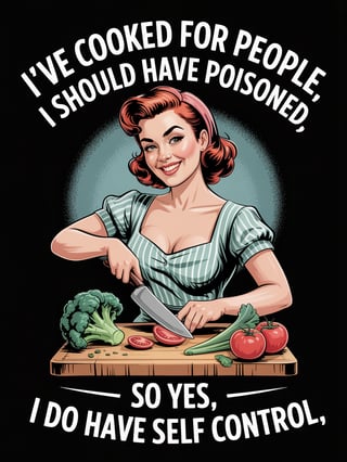 Retro Winking Woman with Veggies