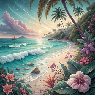 Elegant Tropical Beach Scene