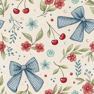 Romantic Cherry and Bow Pattern