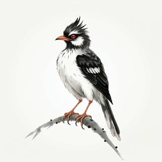 Elegant Ink Wash Bird Artwork