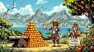 Colorful Comic Scene in Sunny Mallorca