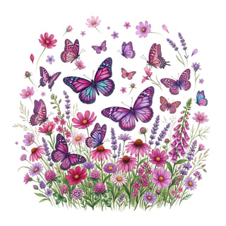 Vintage Pink & Purple Butterfly Meadow
