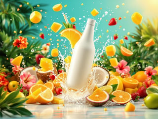 Tropical Product Shot with White Bottles