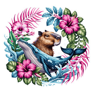 Capybaras in Tropical Whale Frame