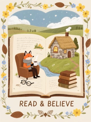 Whimsical Book Illustration with Fox