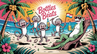 Tropical Monkeys and Iguana Beach Party