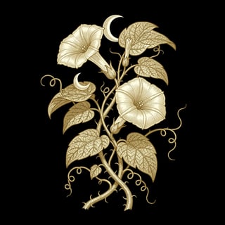Moonflower Vine Copperplate Engraving