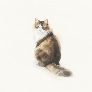 Soft Watercolor Cat Portrait
