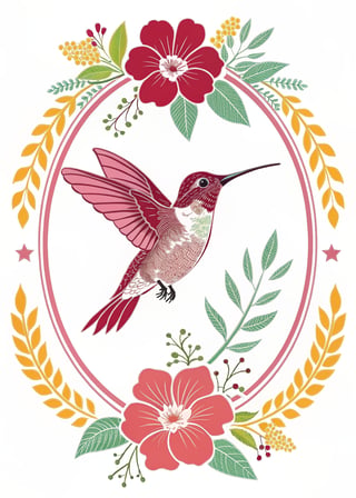 Stylized Ruby Throated Hummingbird Vector