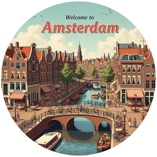 Vintage Amsterdam Landmark Illustration