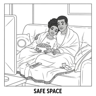 Black Couple Relaxing Coloring Page