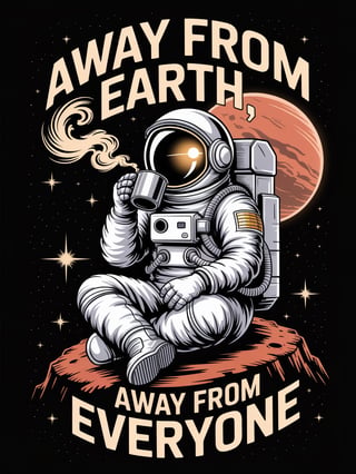 Retro Sci-Fi Astronaut with Coffee