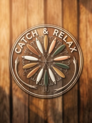 Vintage Fishing Lures Badge Design