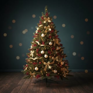 Green Christmas Tree with Red Berries