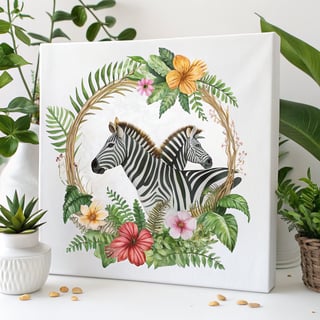 Centered Zebras in Colorful Savanna