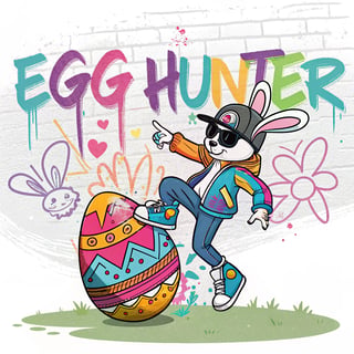 Cool Breakdancing Easter Bunny Illustration