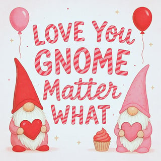 Whimsical Gnomes with Hearts and Cupcakes
