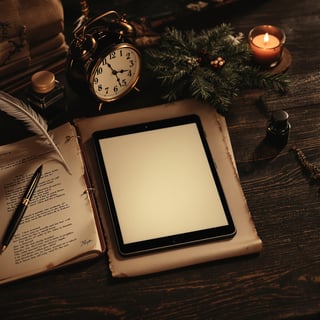Vintage Writing Desk with Modern Device