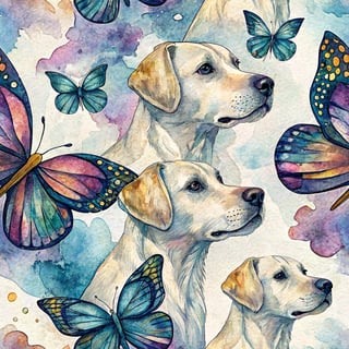 Painterly Dogs with Butterfly Wings