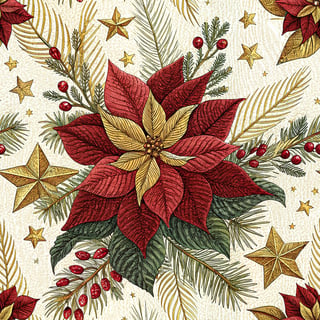 Embroidery Illusion Poinsettia Bouquet