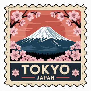 Tokyo Vintage Travel Stamp