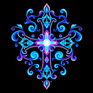 Symmetrical Fantasy Neon Cross Illustration