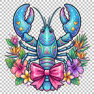 Cute Blue Lobster Illustration
