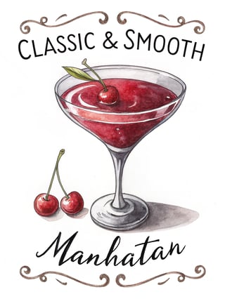 Hand-Drawn Watercolor Martini Glass