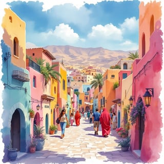 Vibrant Qatar Travel Poster Illustration