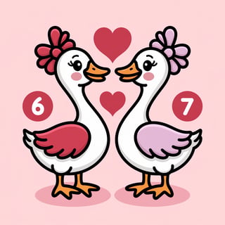 Valentine Cartoon Geese Illustration