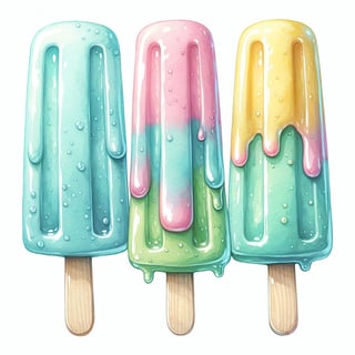 Watercolor Pastel Popsicles Clipart