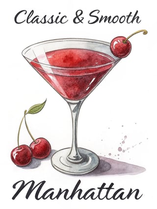Hand-Drawn Watercolor Martini Glass
