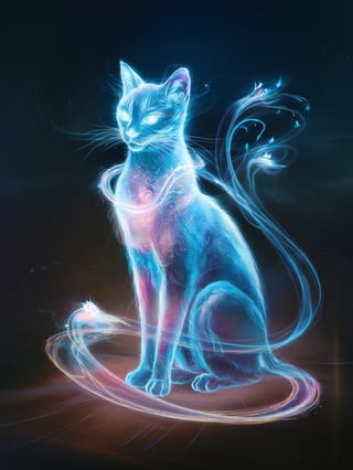 Ethereal Cat with Glowing Trails