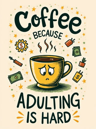 Humorous Coffee Adulting Design