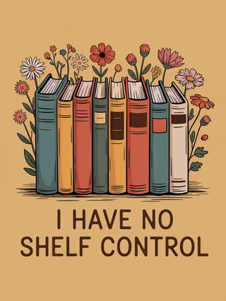 Vintage Books and Floral T-Shirt Design
