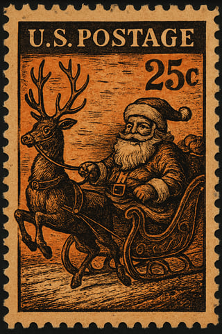 Vintage Santa Claus Postage Stamp