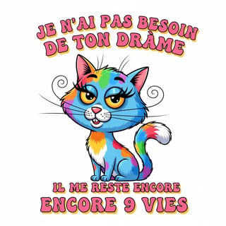 Funny Colorful Cartoon Cat Illustration