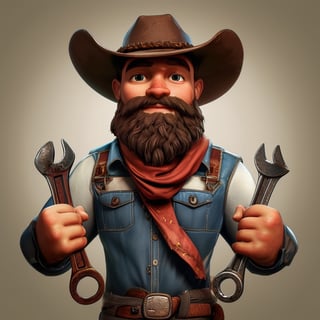 Young Man with Cowboy Hat and Spanners