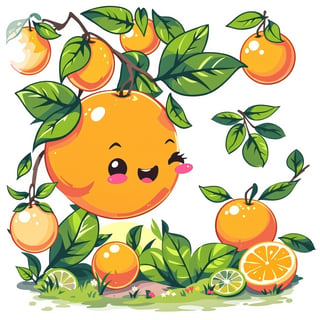 Kawaii Orange Citrus Grove T-Shirt Design