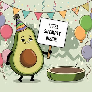 Quirky Cartoon Avocado Illustration