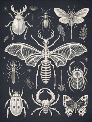 Halloween Insect Line Drawings