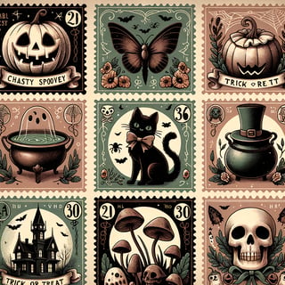 Whimsical Vintage Halloween Stamp Collage