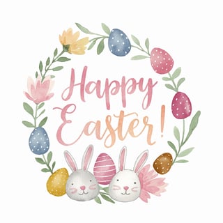 Floral Easter Wreath Illustration