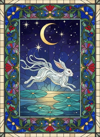 Mystical Rabbit Stained-Glass Art