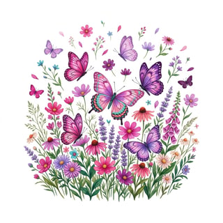 Vintage Pink & Purple Butterfly Meadow