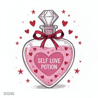Heart-Shaped Self Love Potion Bottle